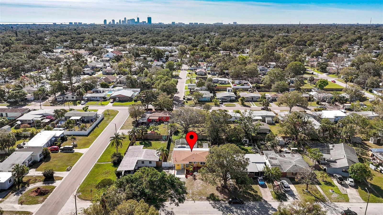 Aerial view of home & neighborhood