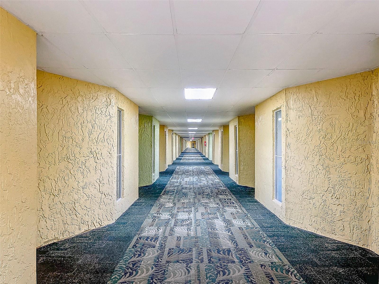 Hallway down to unit 208, just steps away from the front office !