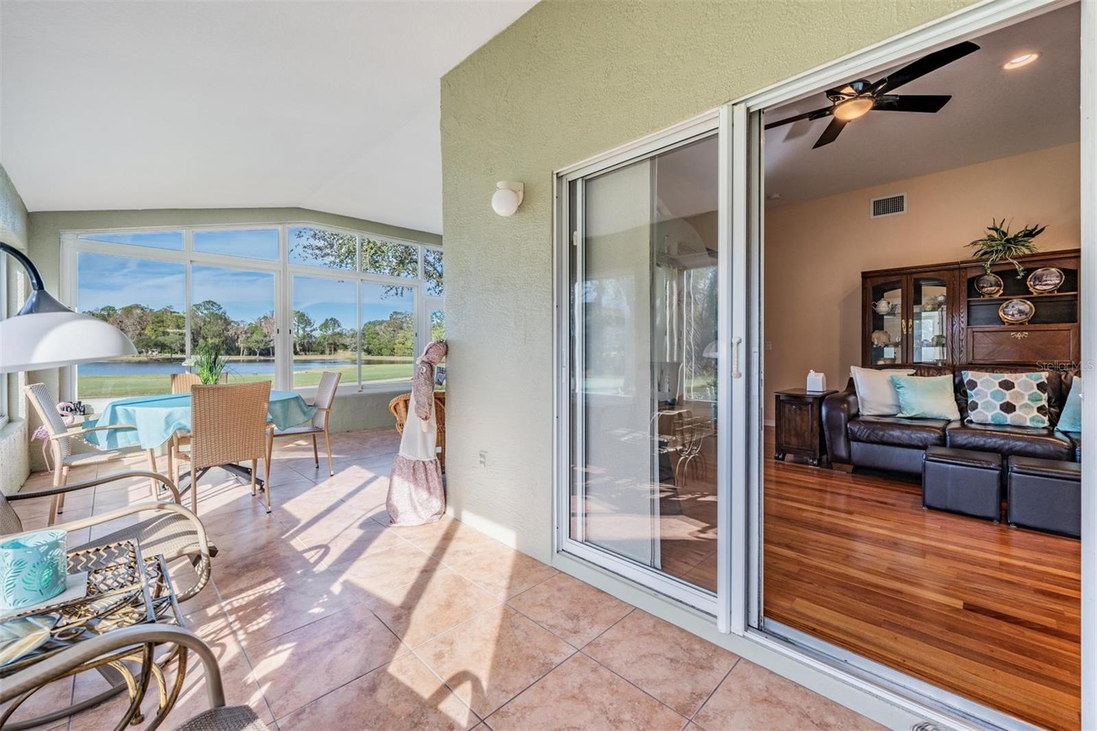 Large slider from the living area provides direct access to the lanai