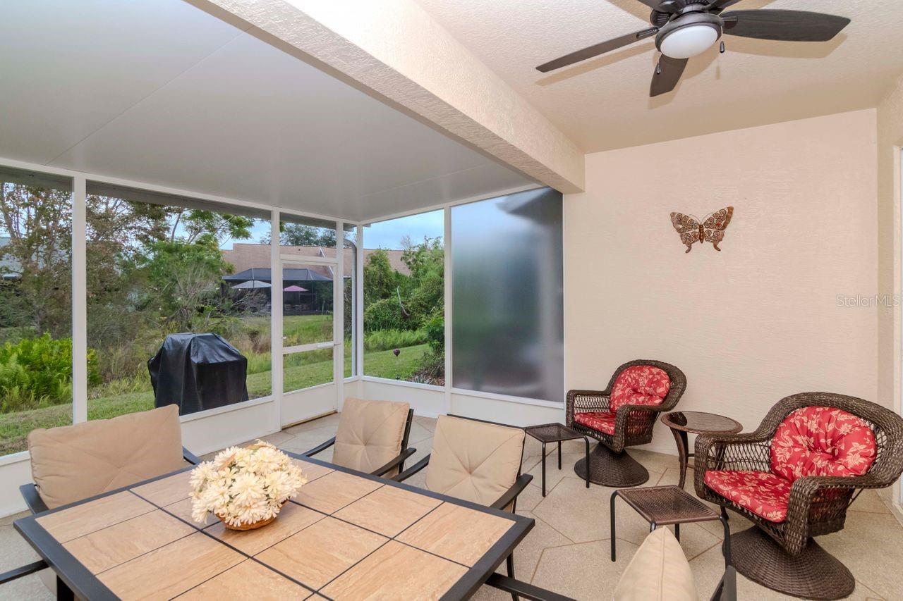 Relaxation area in covered back patio