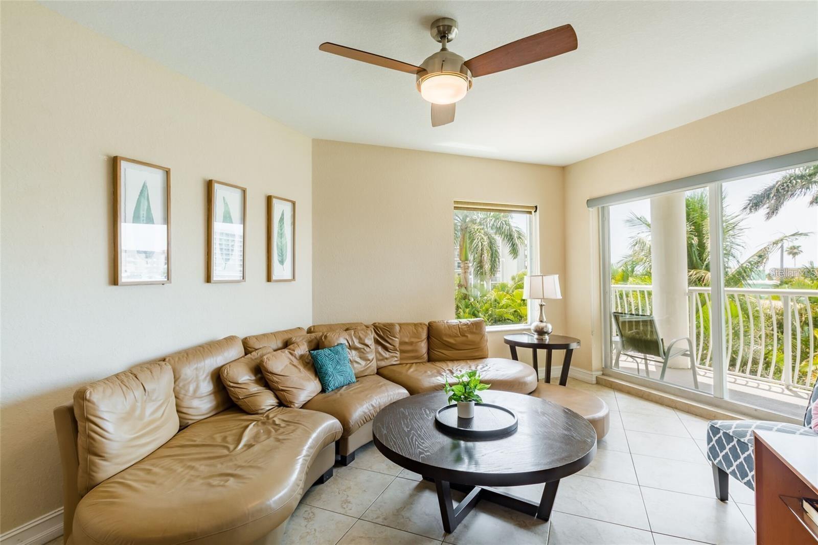 Living room looking towards balcony