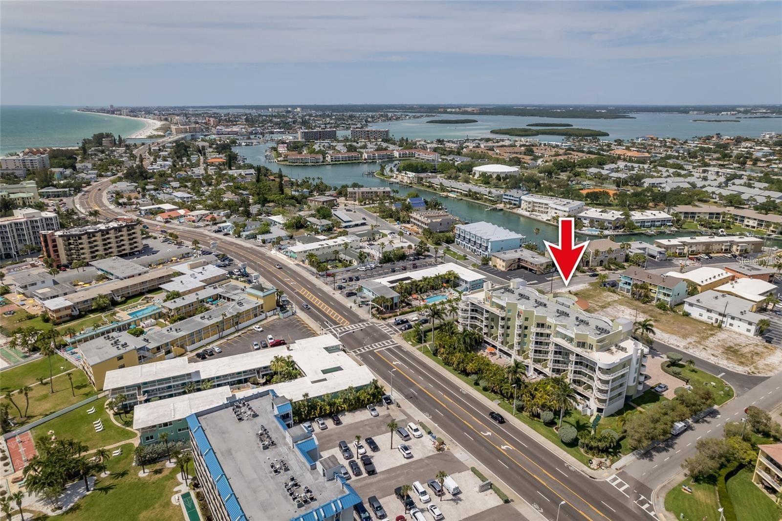 Aerial view overlooking Gulf Blvd