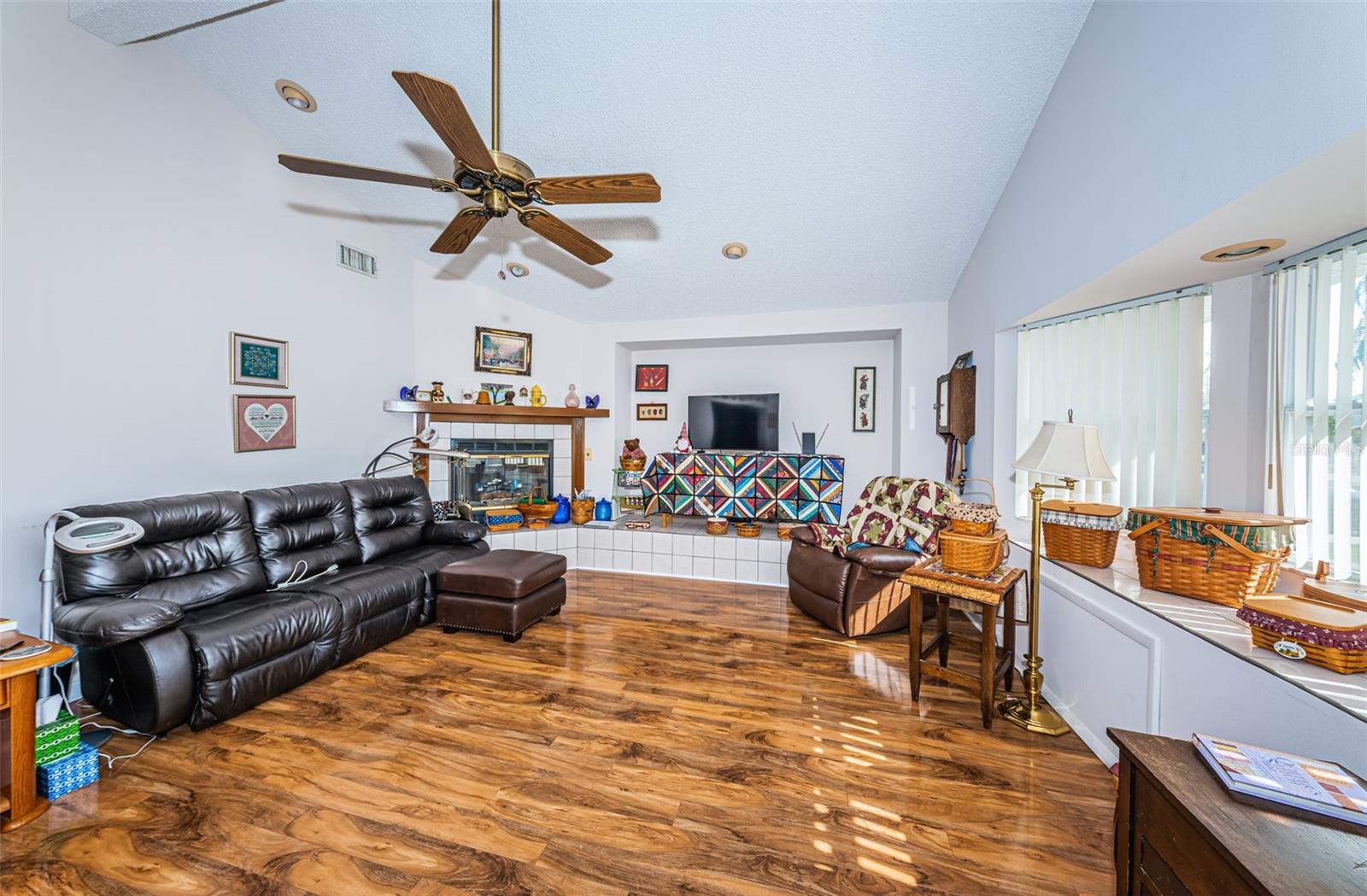 Spacious Living Room with Vaulted Ceiling