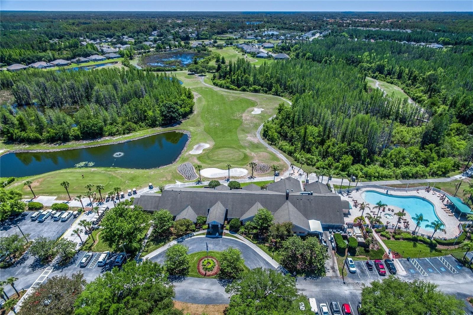 Community clubhouse with the golf course