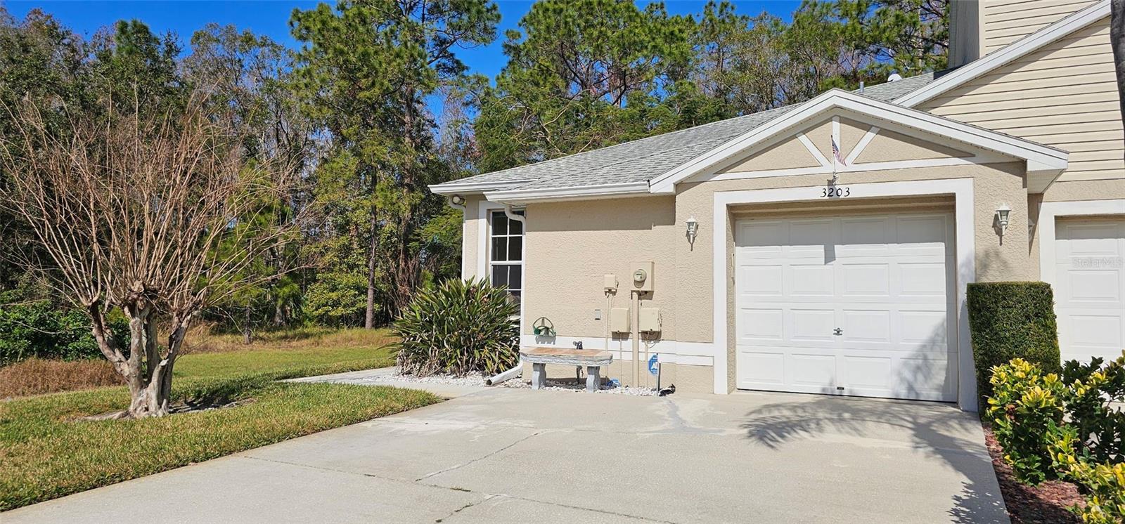 Wide driveway and 1 car garage