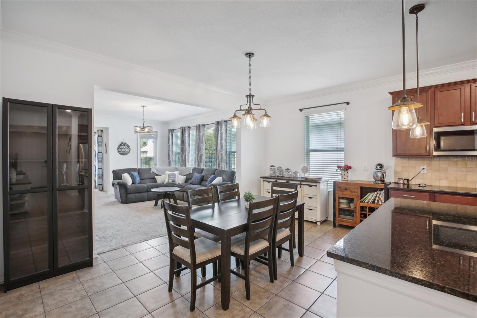 Dining room with view into Living room