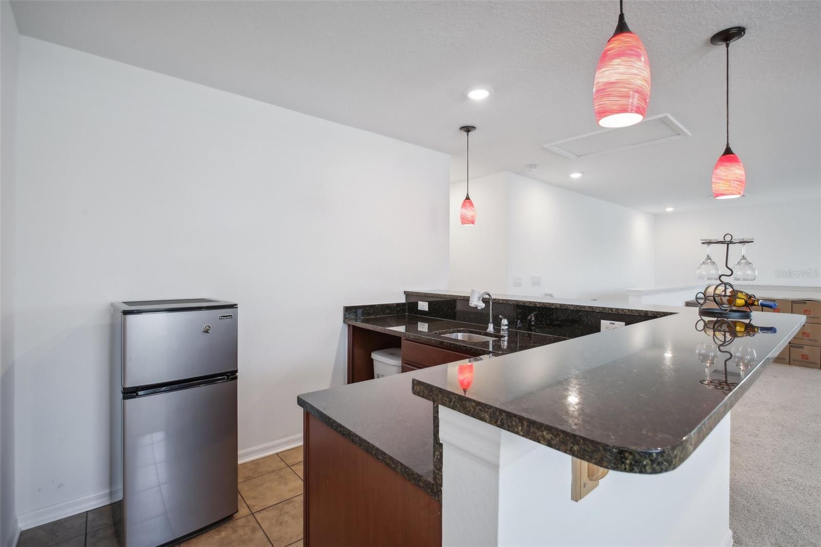 Upstairs bonus room bar area