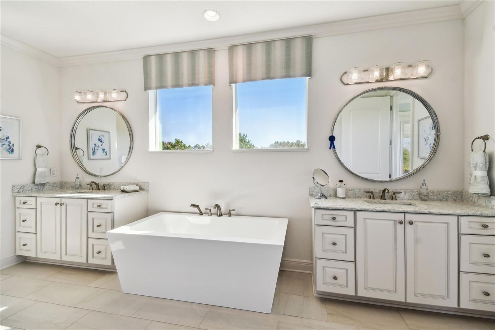 Master Bath- Freestanding Tub and Vanities