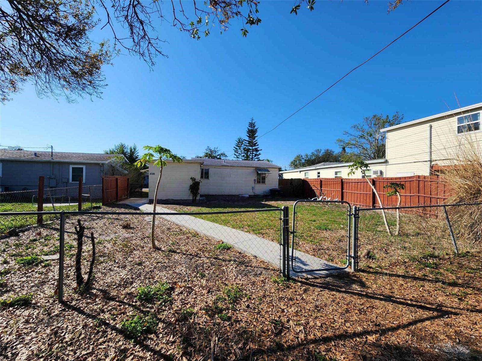 fenced backyard