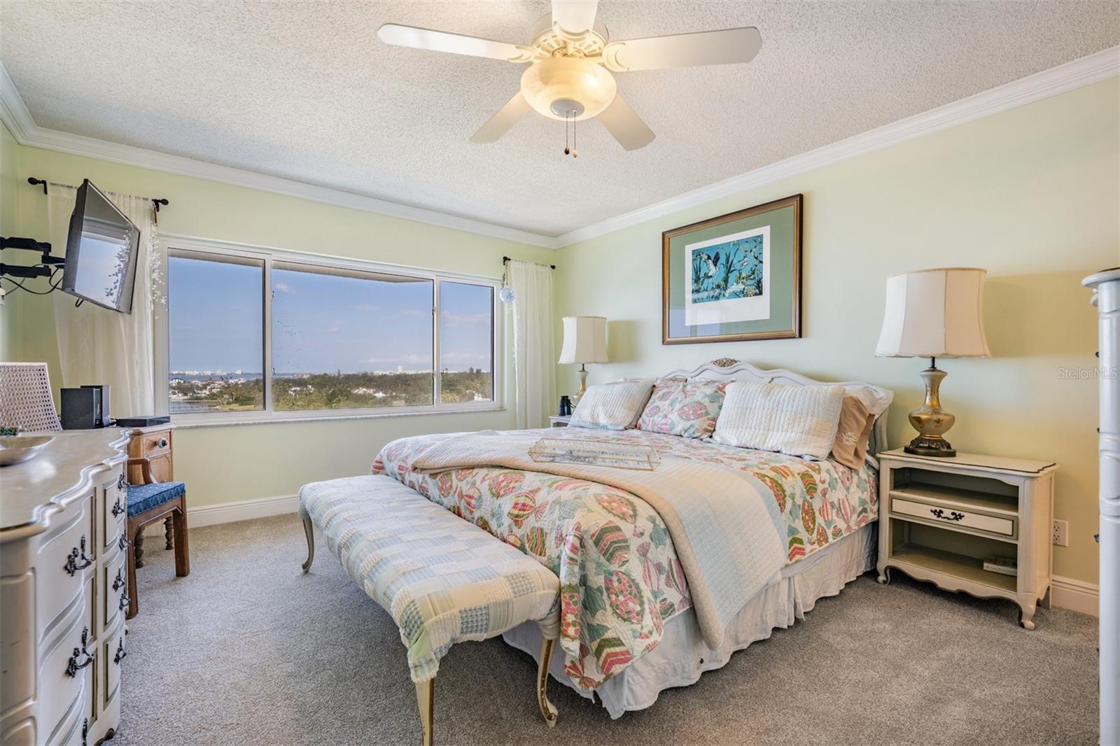 Master Bedroom, Gorgeous Views when you wake up in the morning!  New Carpet and a ceiling fan.