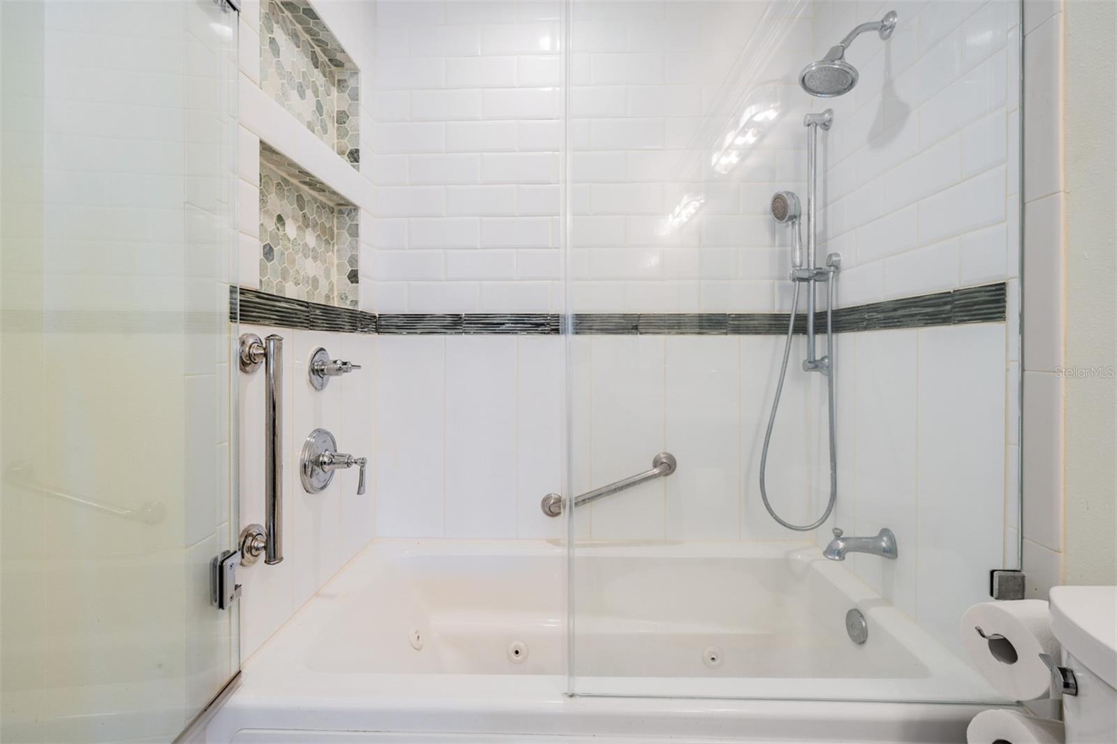 Master Bathroom - Double Vanities, Tile Flooring, New Lights and Mirrors.