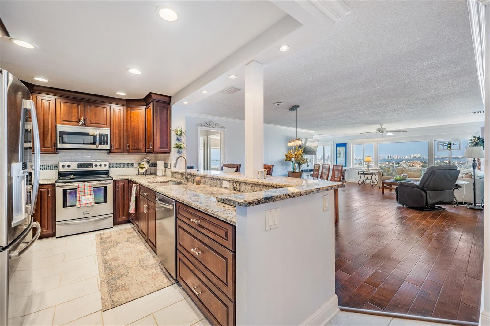 Updated and Open Kitchen to the Dining Room and Family Room.