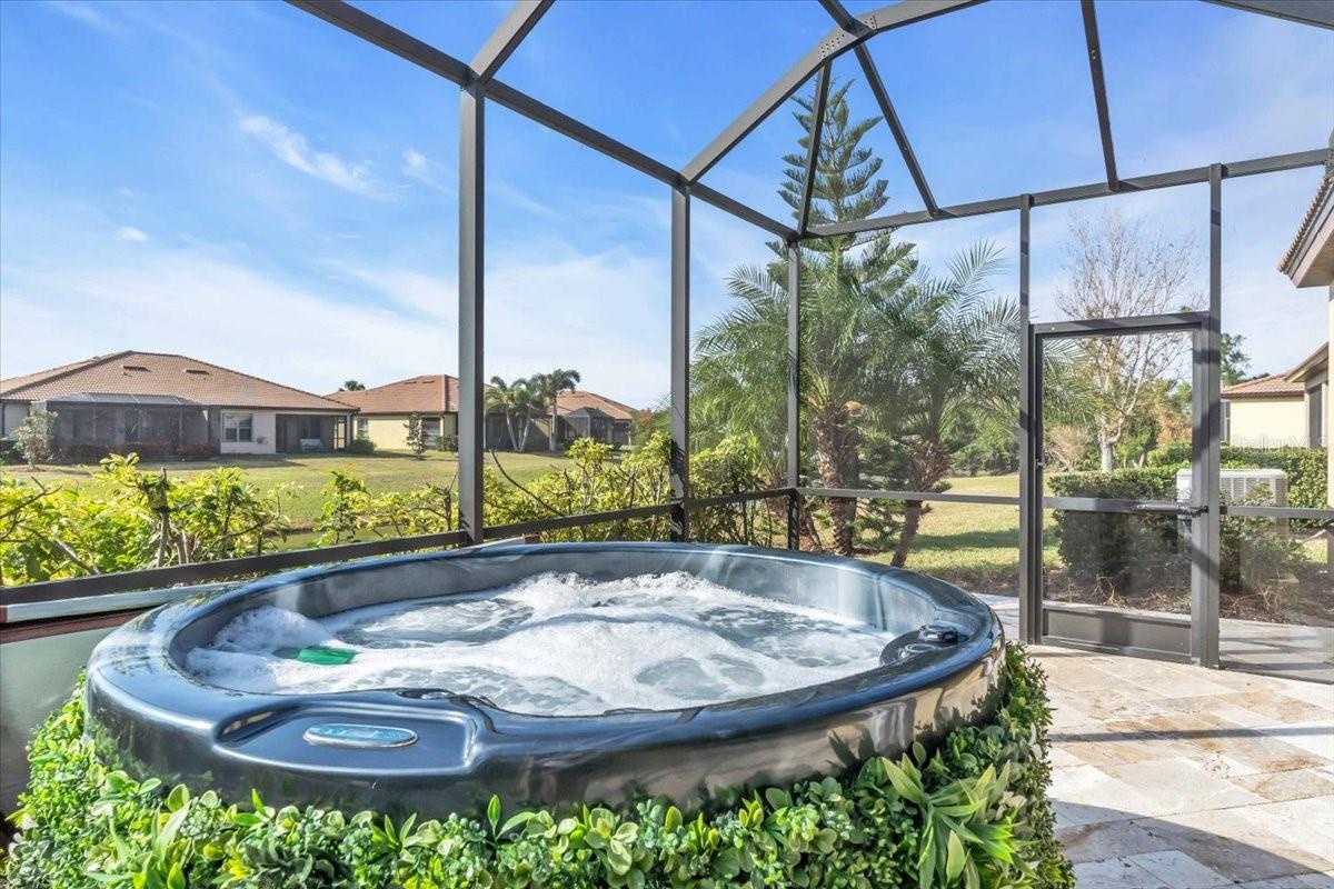 Spa on Screened Lanai overlooking the lake | 368 Cedar Falls Dr, Apollo Beach, FL  33572