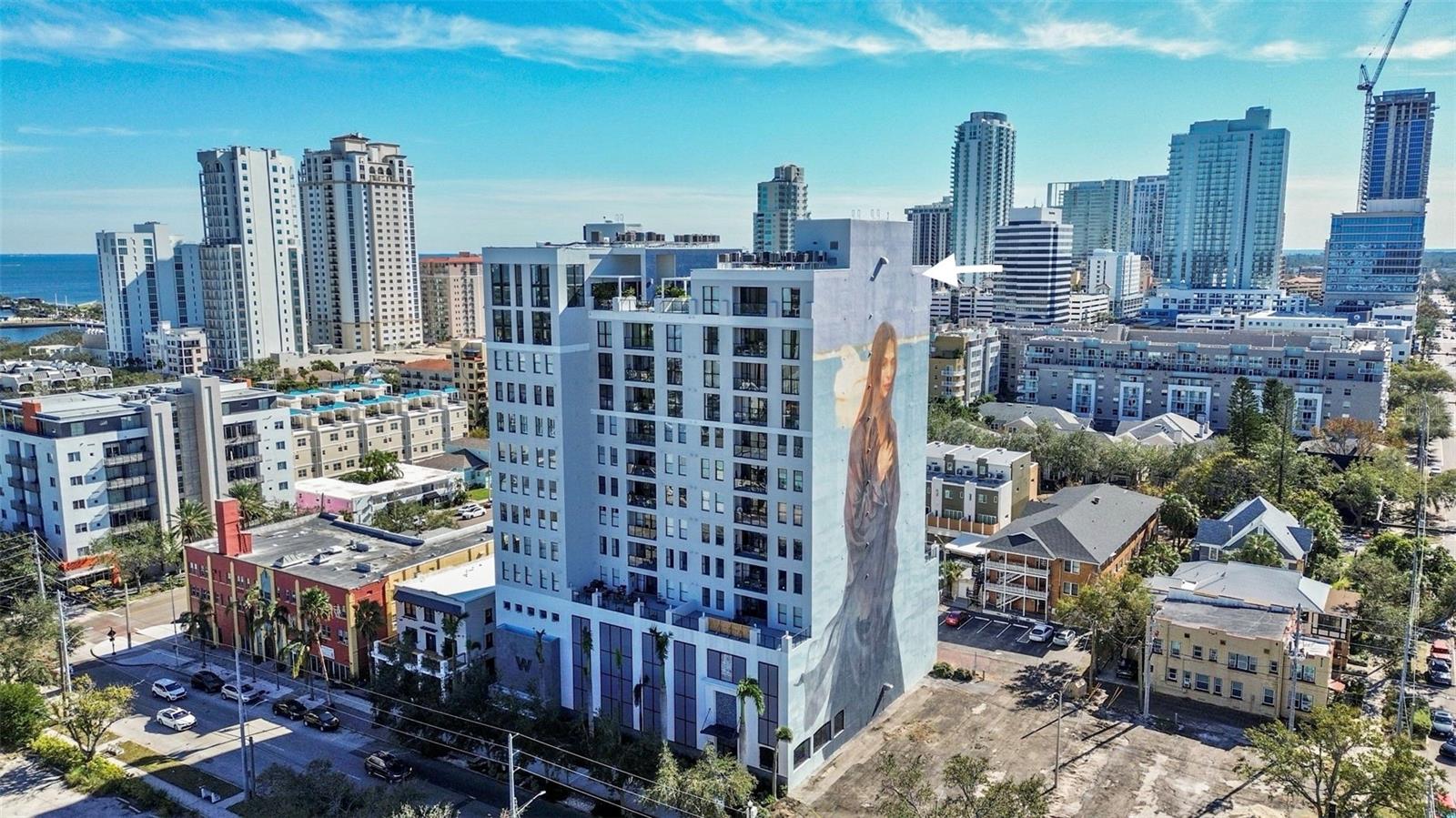 Walker Whitney Plaza boasts the largest outdoor mural in the area!