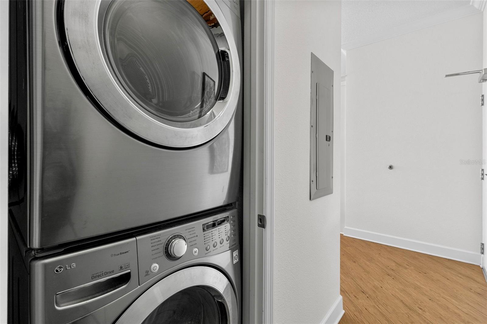 Full size stackable washer & dryer.