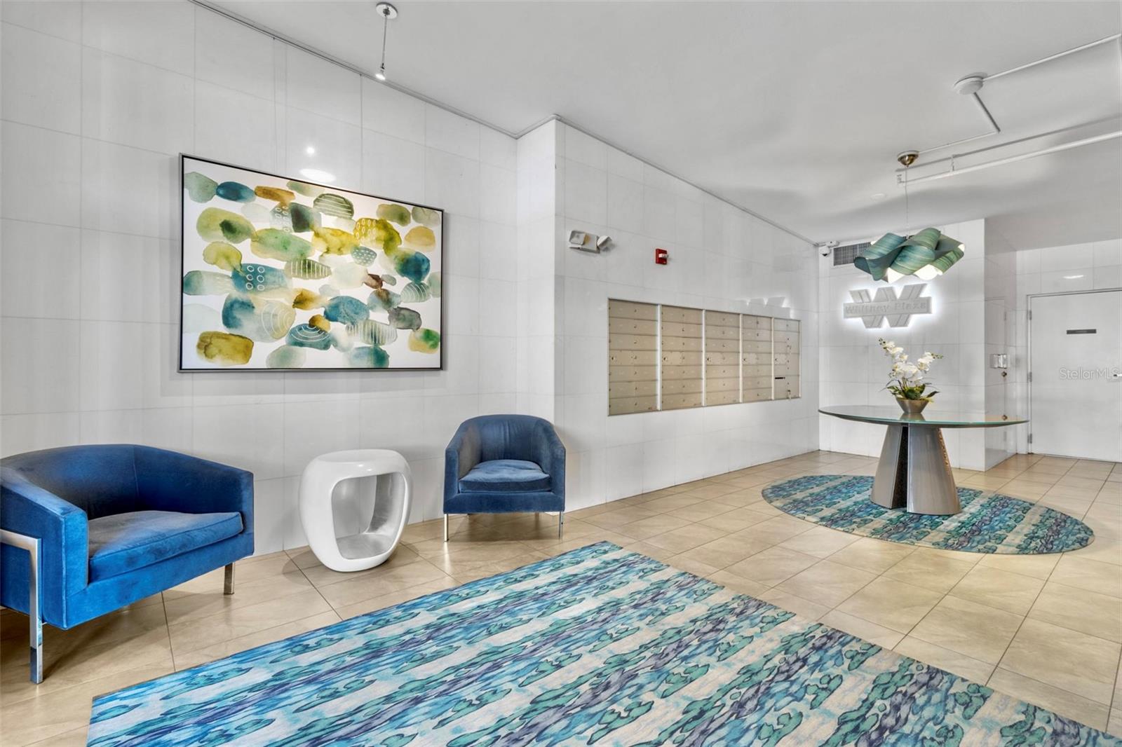 Interior lobby and mail room.