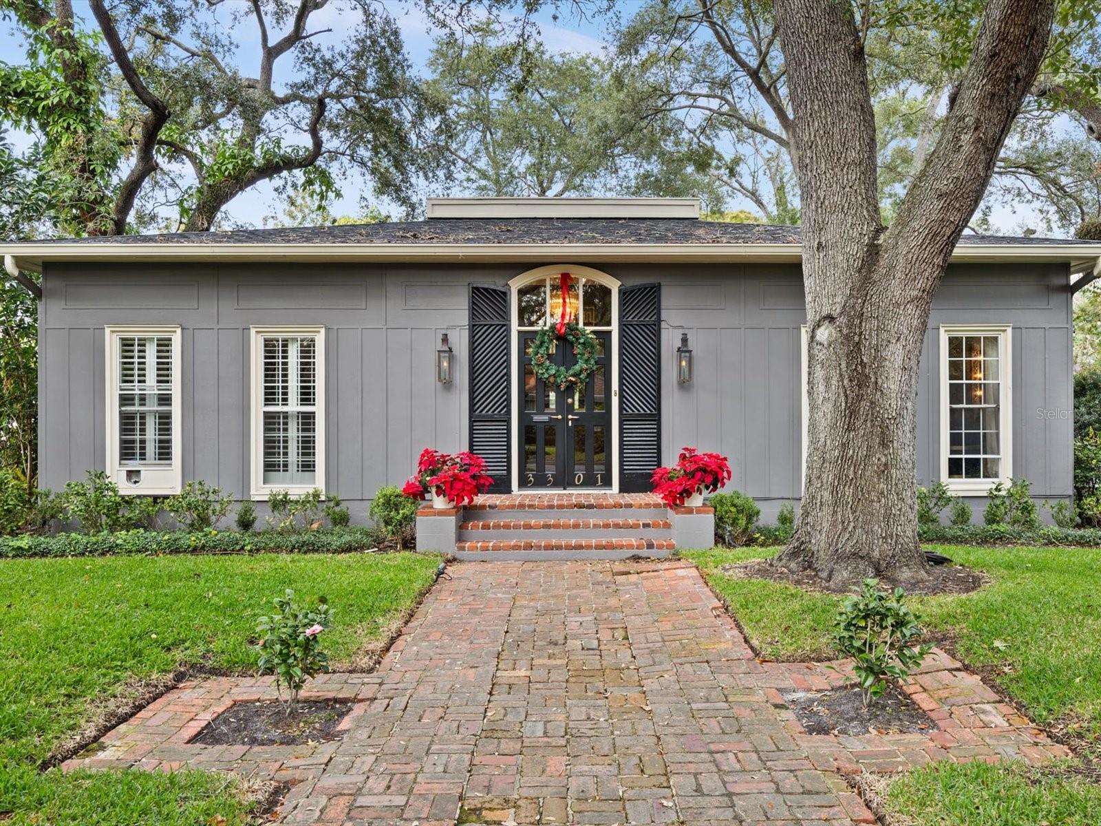 Front Yard, Front Door. Home sits on Northside of the Morrison facing South.