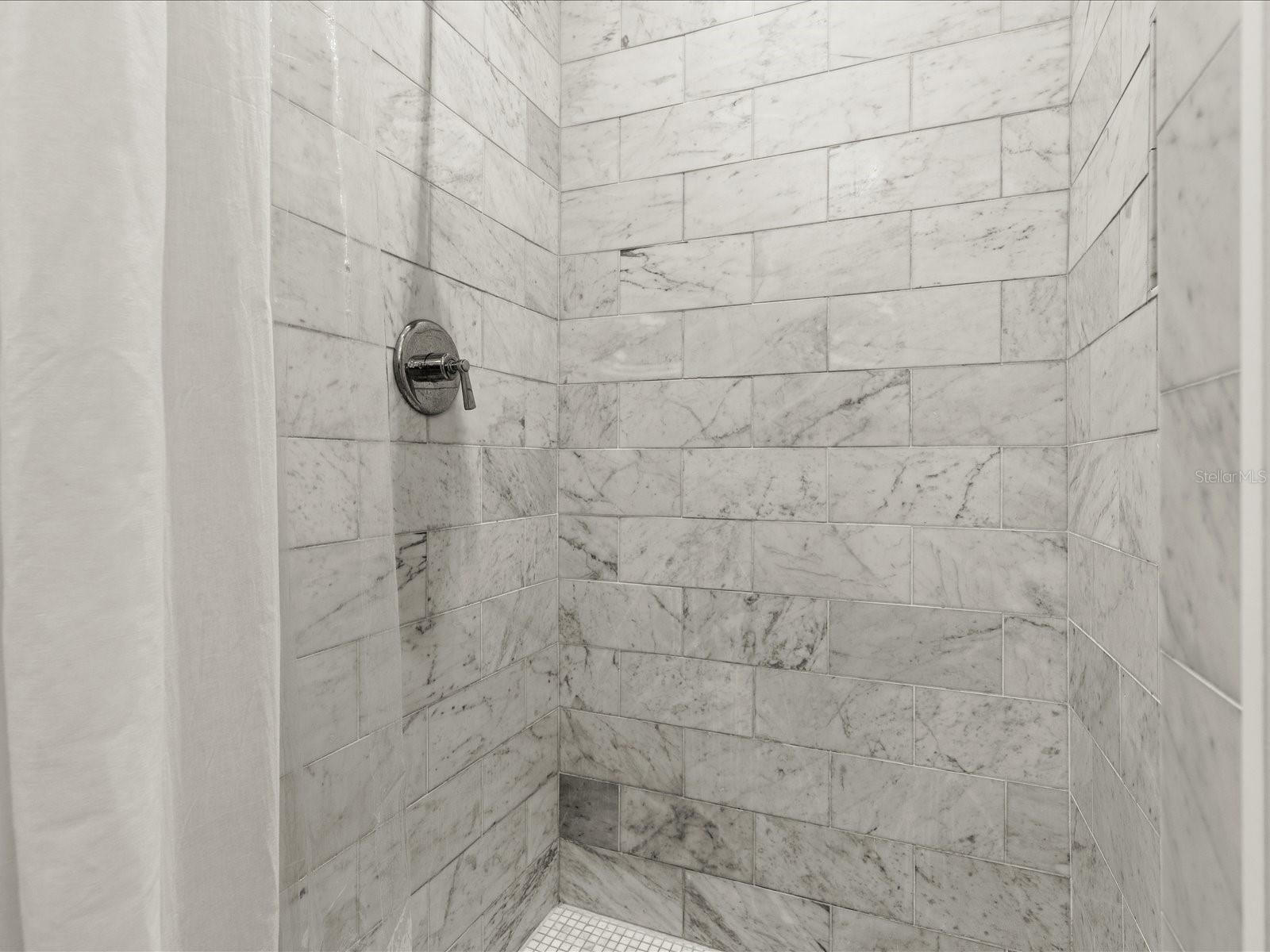 Marble Stone Bathtub Shower Glass Surround in Primary EnSuite