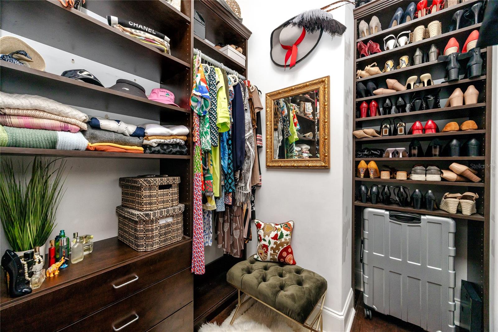 Master closet with custom cabinetry