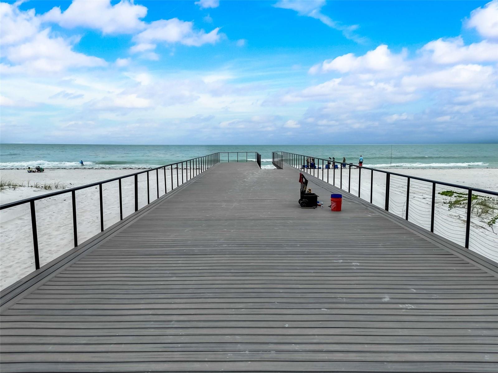 The recent storms took the end of this pier away - but it is being rebuilt quickly!