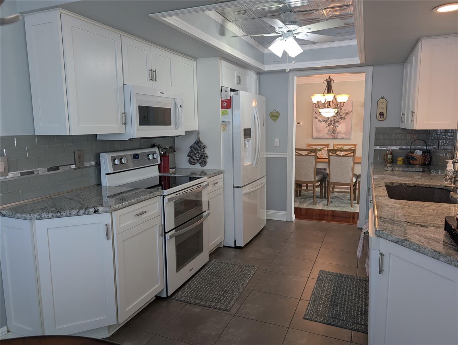 View from kitchen into dining room.