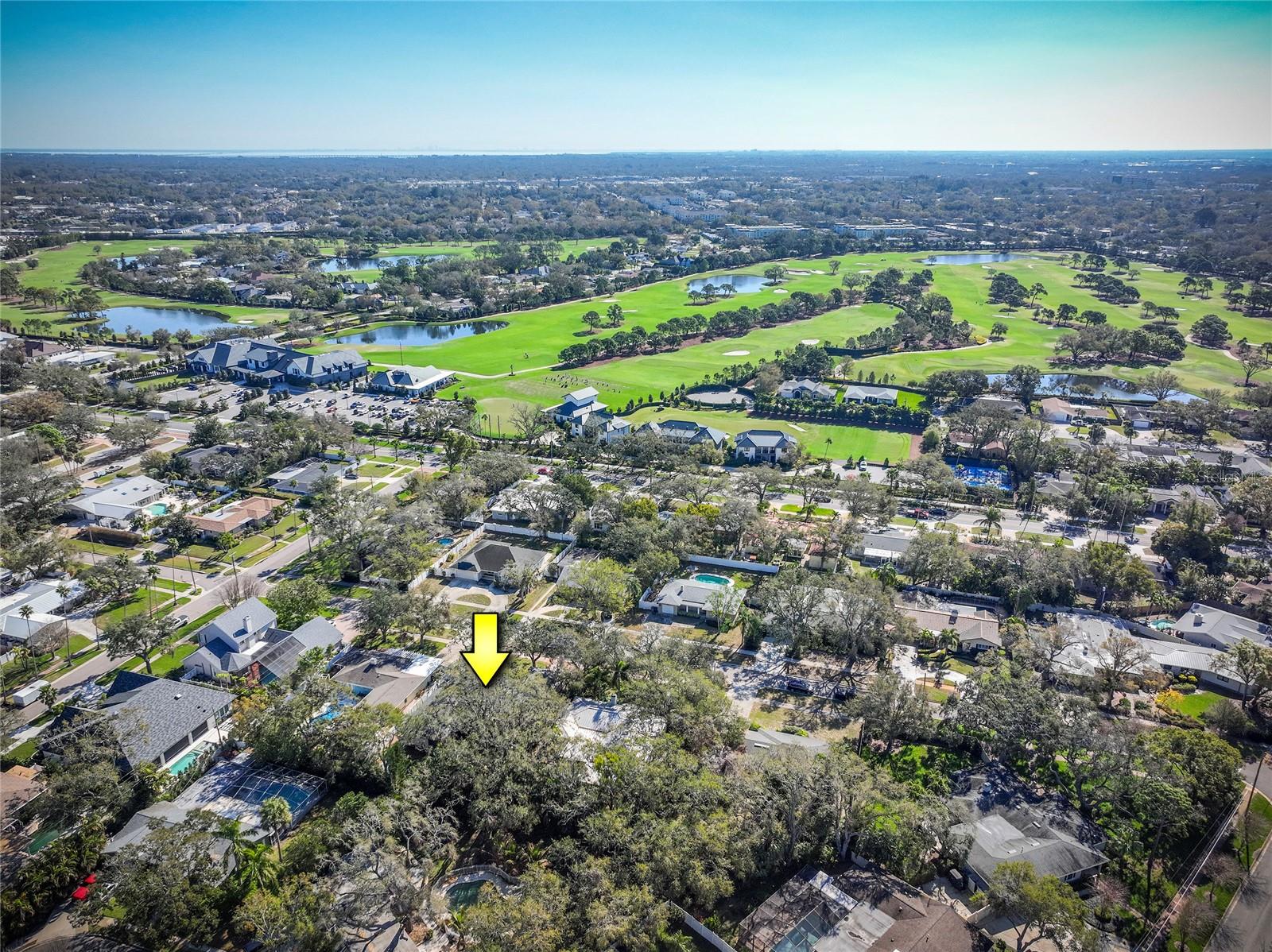 Ariel view of house with Pelican Golf Club in background