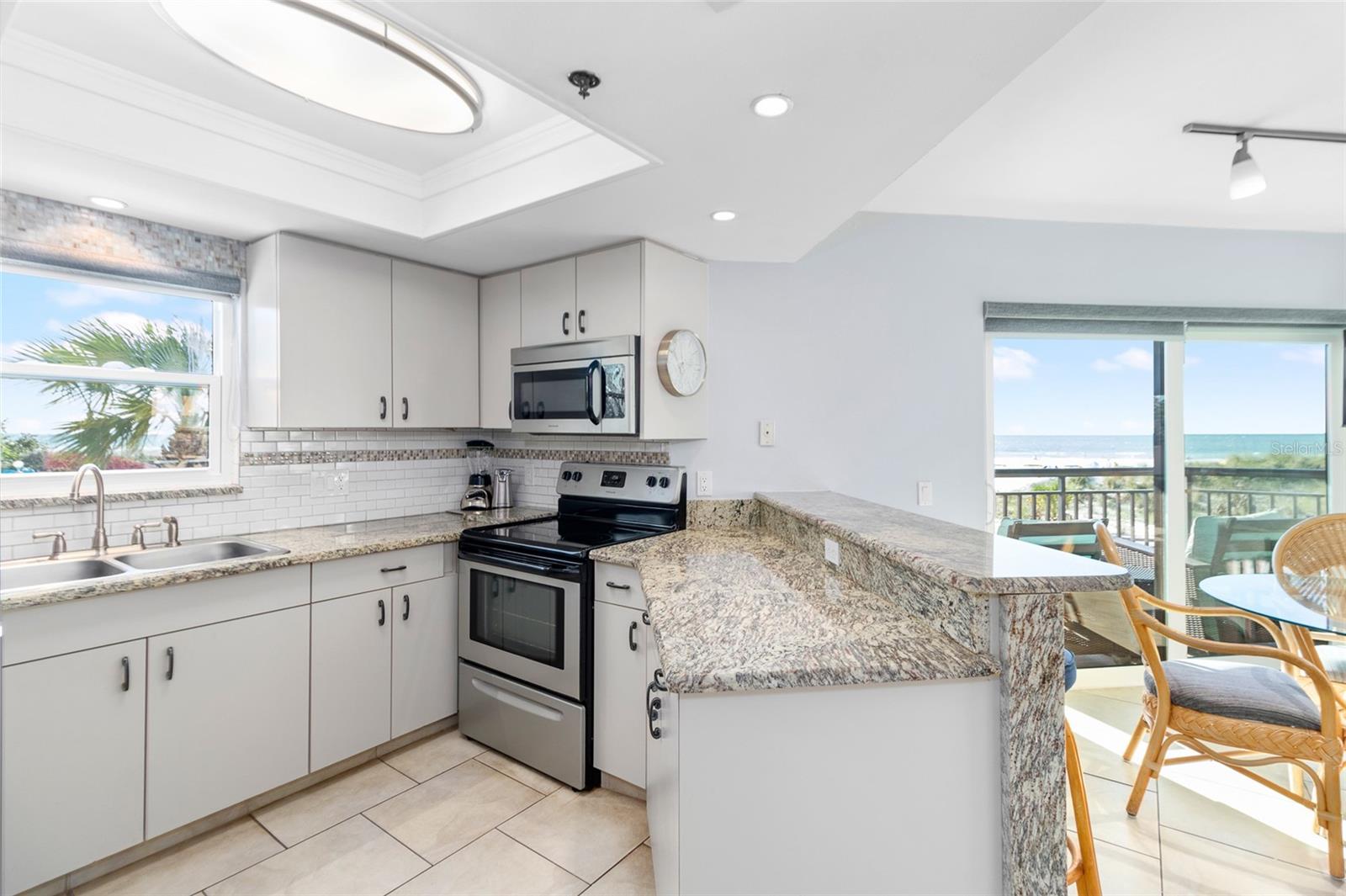 Kitchen and Dining area with ocean views