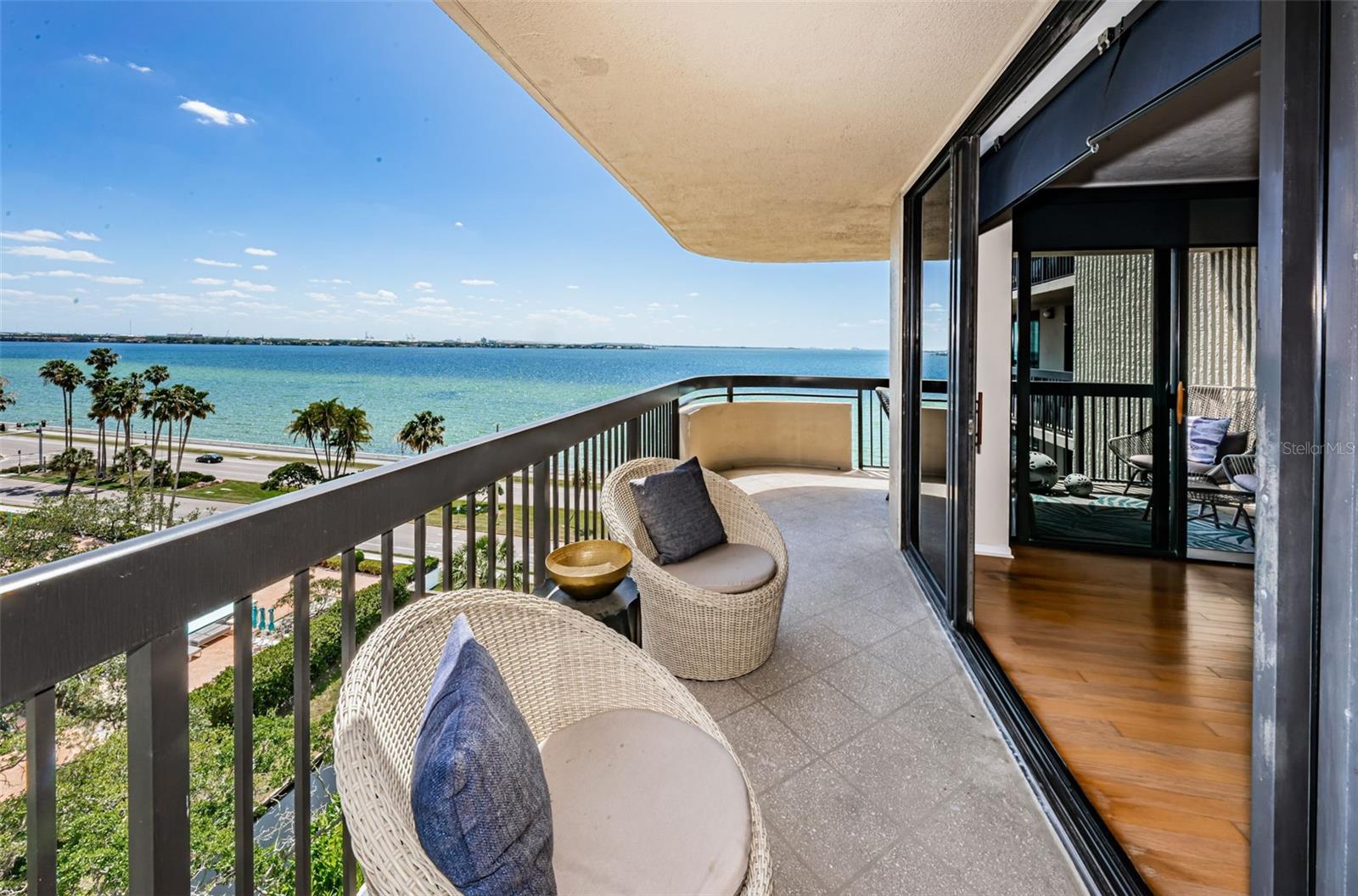 Wrap around balcony with access to living room.