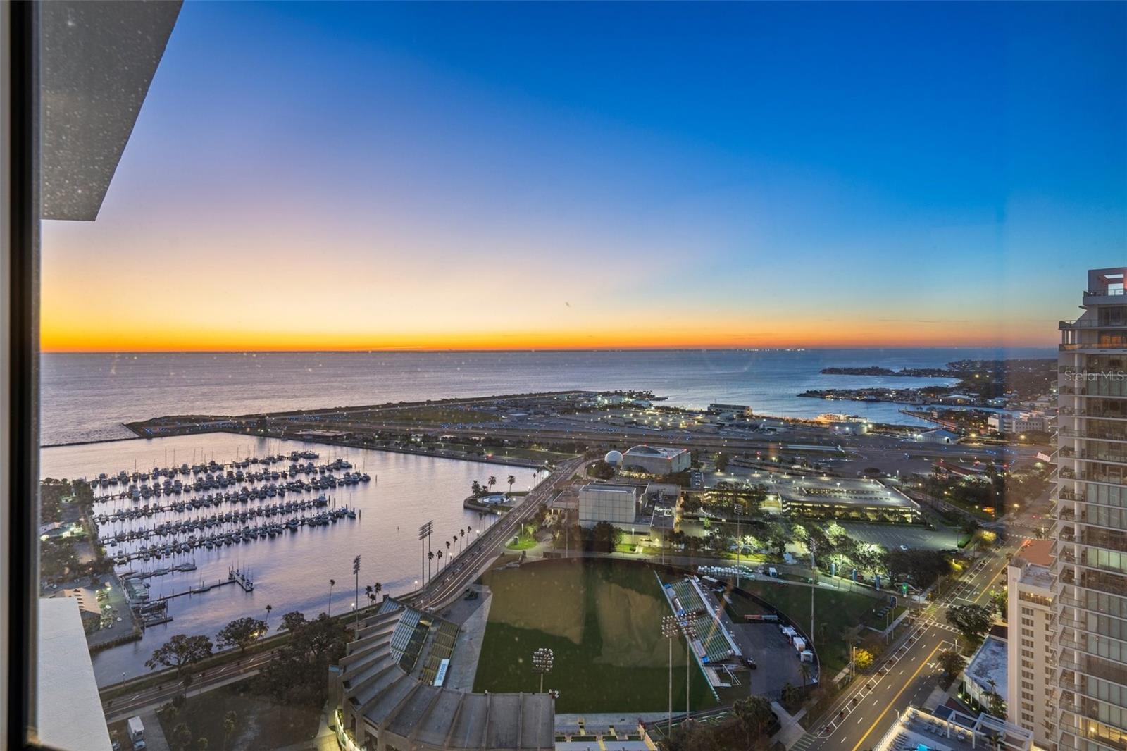 Breathtaking water views with views of the St. Petersburg marina, Albert Whitted Airport, and Rowdies’ stadium.