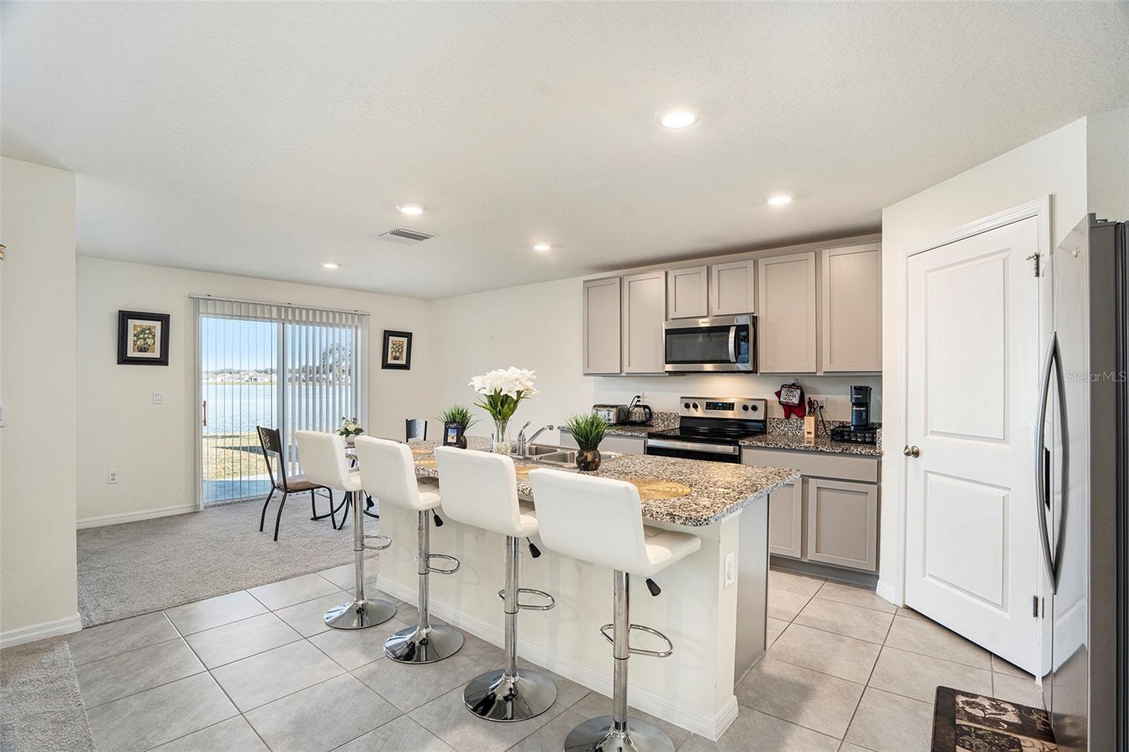 Beautiful pond view from kitchen & dining area