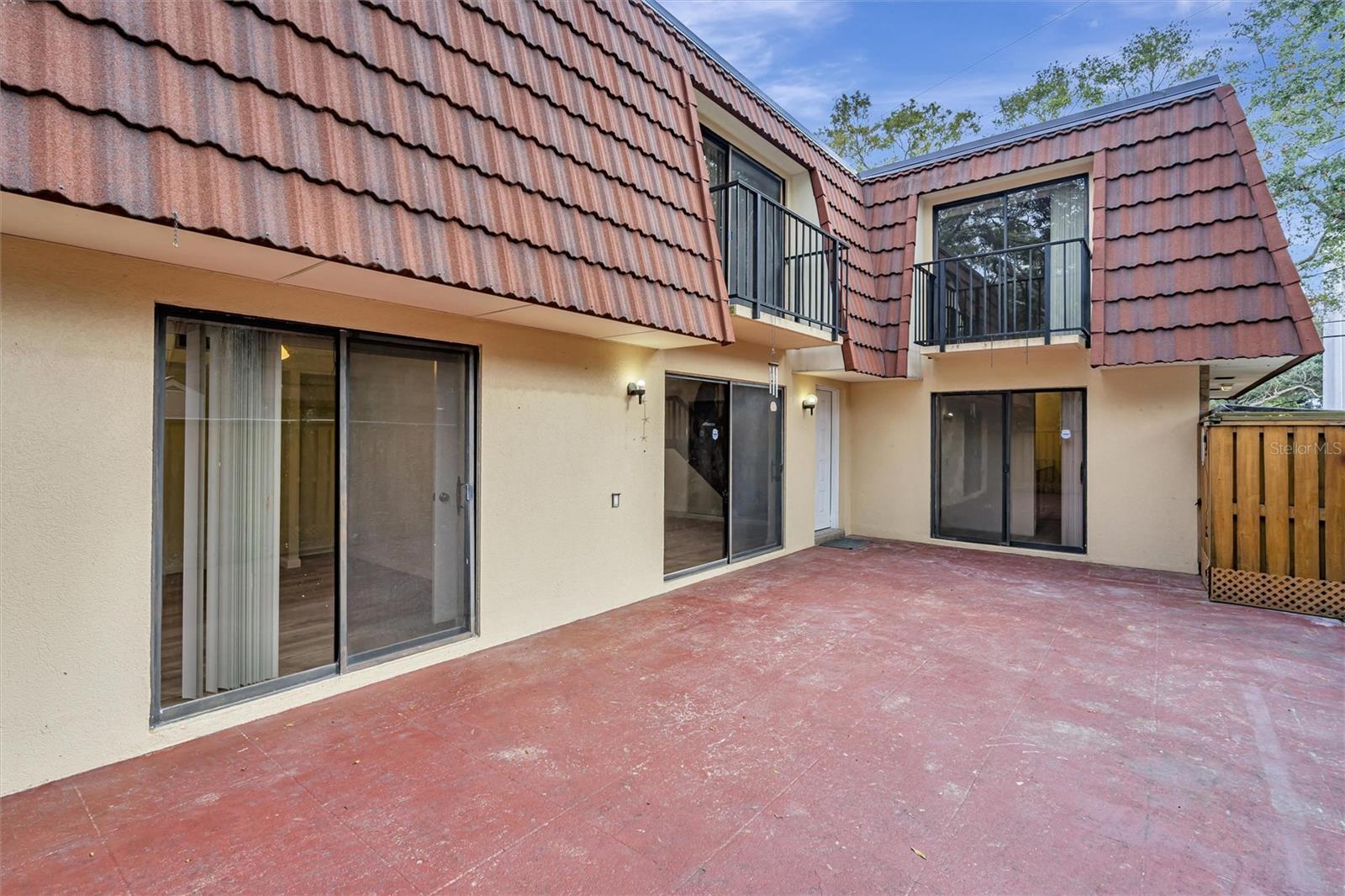 Large courtyard with storage