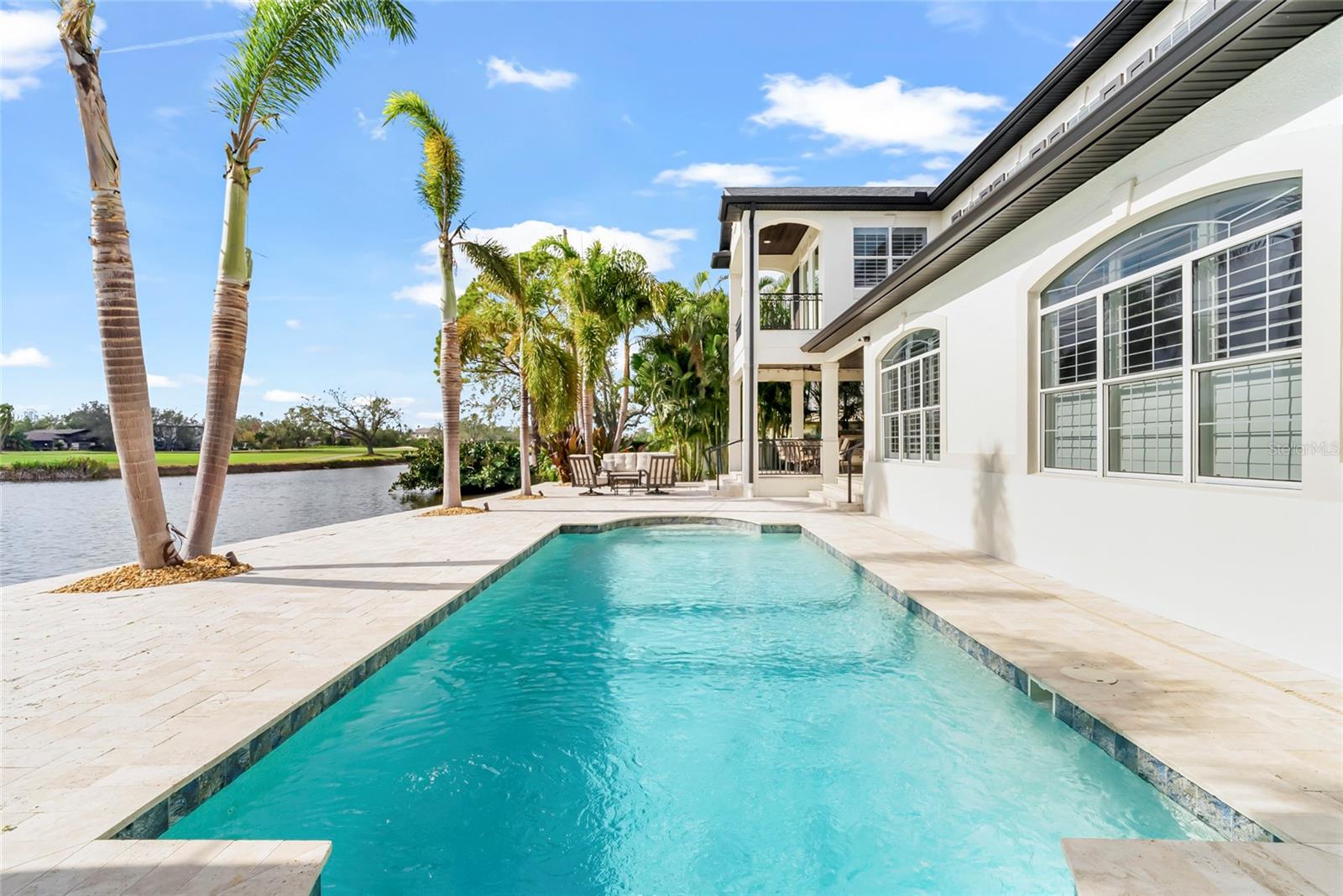 Rear of the home overlooking water feature of the Vinoy Golf Course