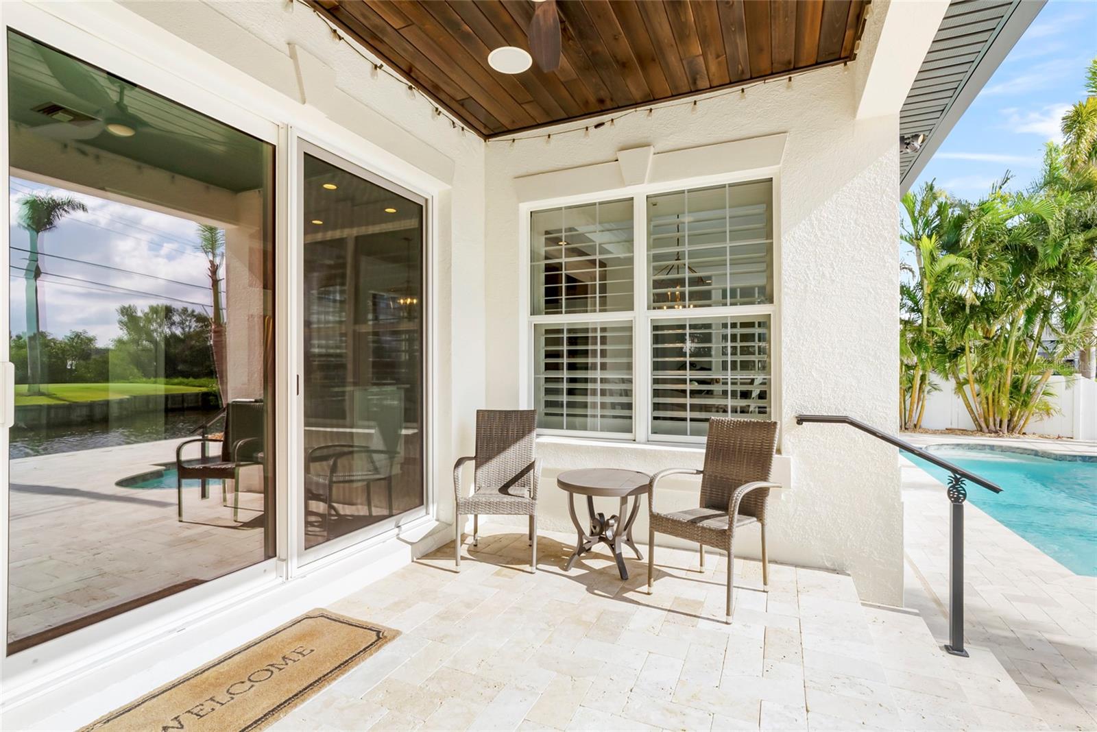 Covered patio area off kitchen and family room