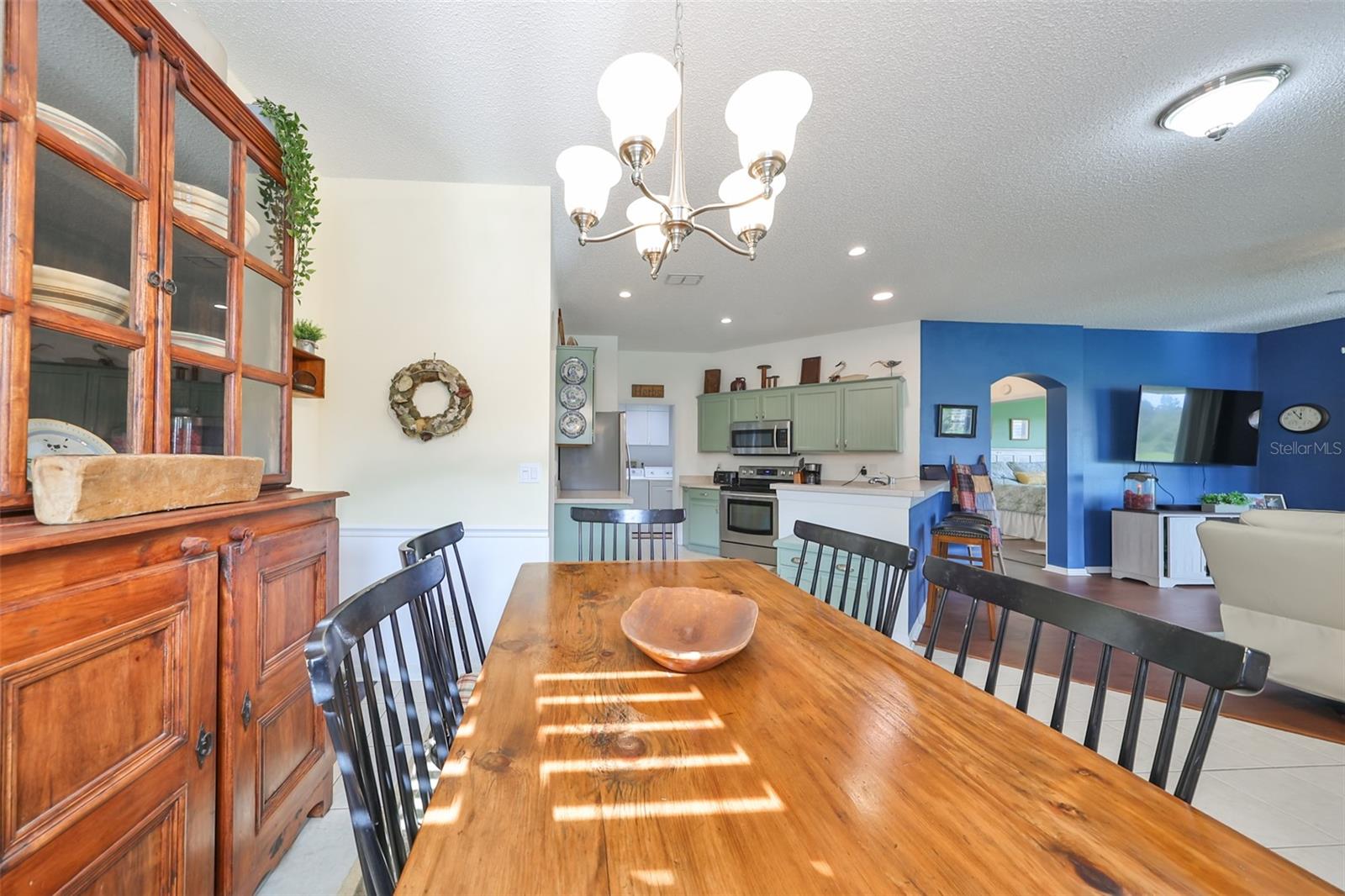 This dining room is spacious enough to accommodate a large table, making it ideal for entertaining.