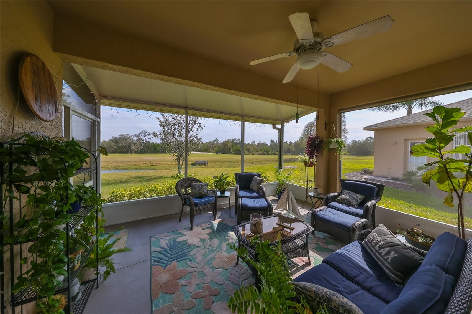 Located on the 8th hole, this Screened in Lanai offers a quiet retreat for you, guests and/or family to relax and soak in the world around them.