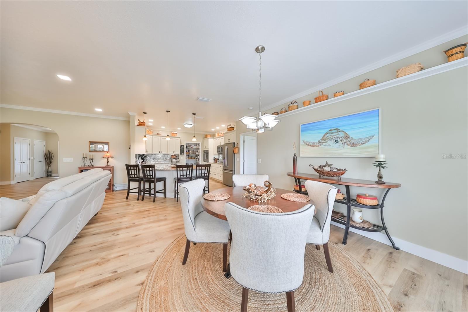 The dinette area is a wonderful place to enjoy meals, overlooking the kitchen and great room. Notice the space of the room.