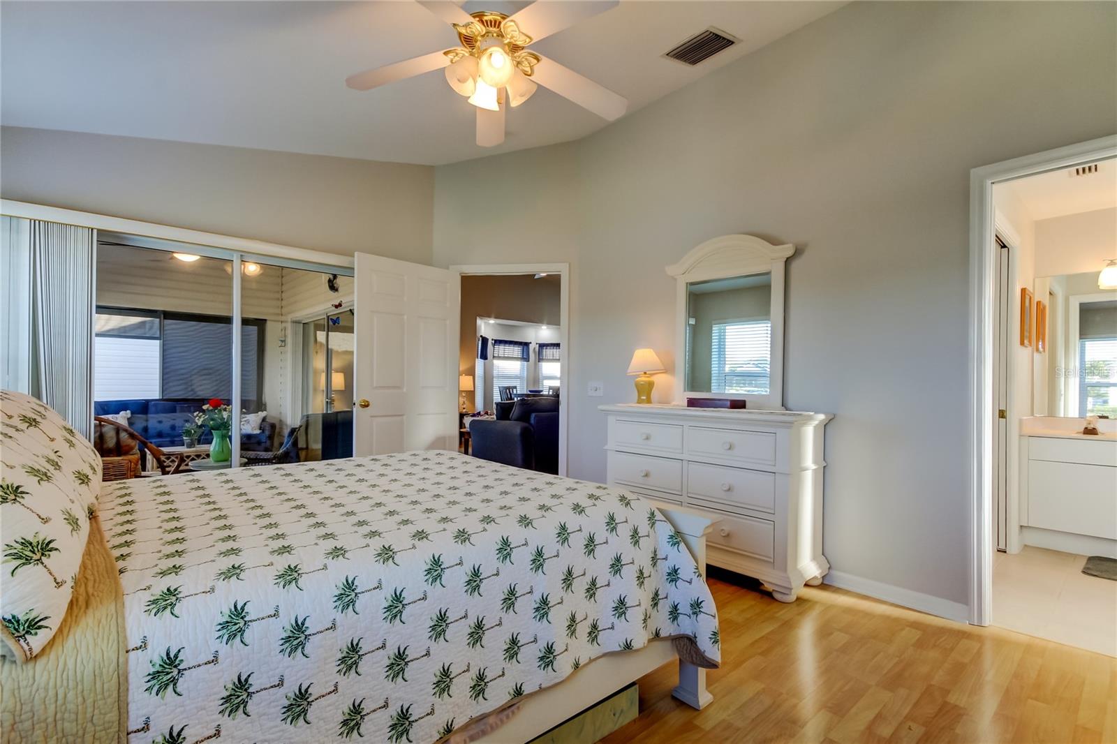 Master Suite -glass sliders lead to the enclosed porch