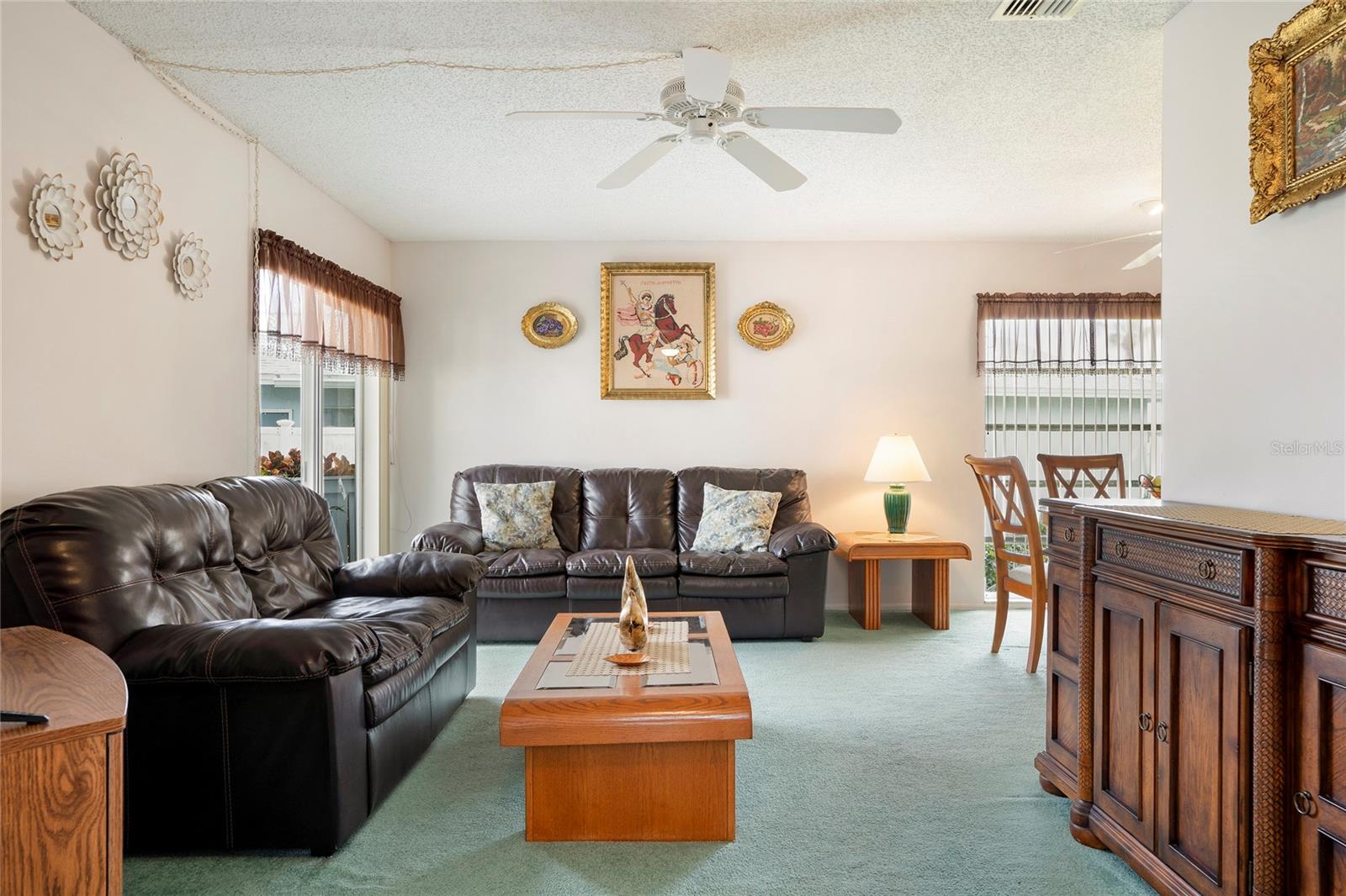 Living Room with Sliders to the Patio