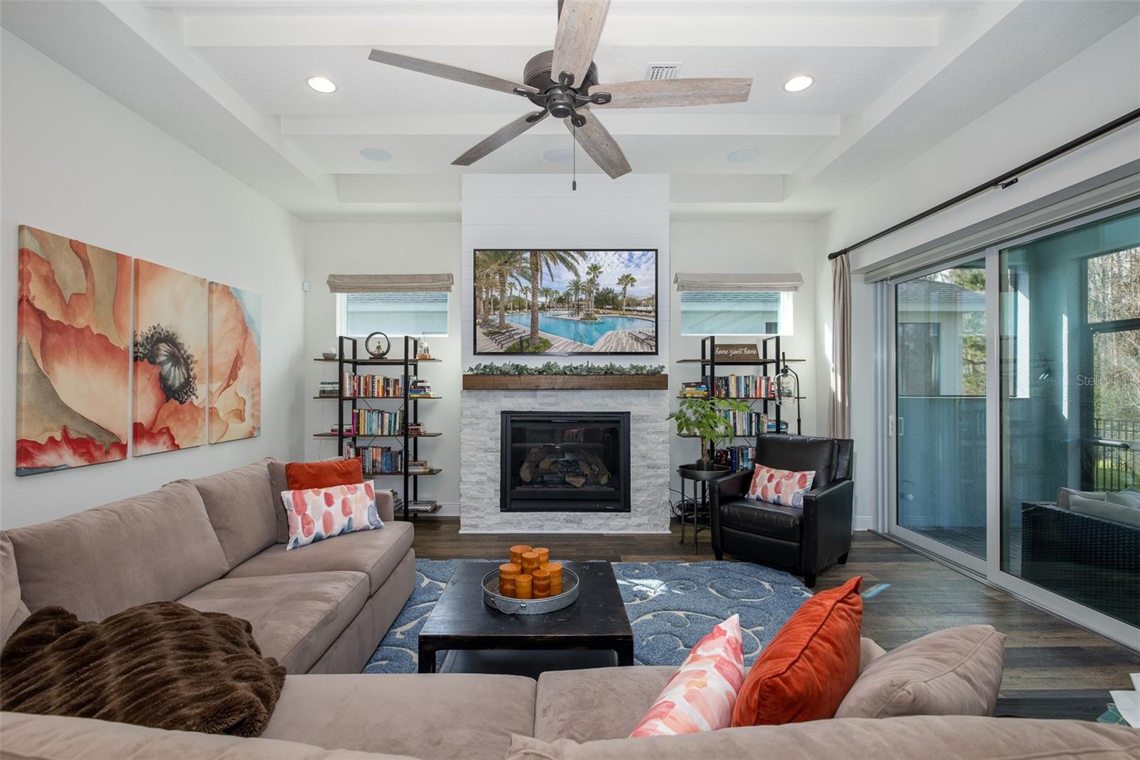 LIVINGROOM WITH CUSTON FIREPLACE