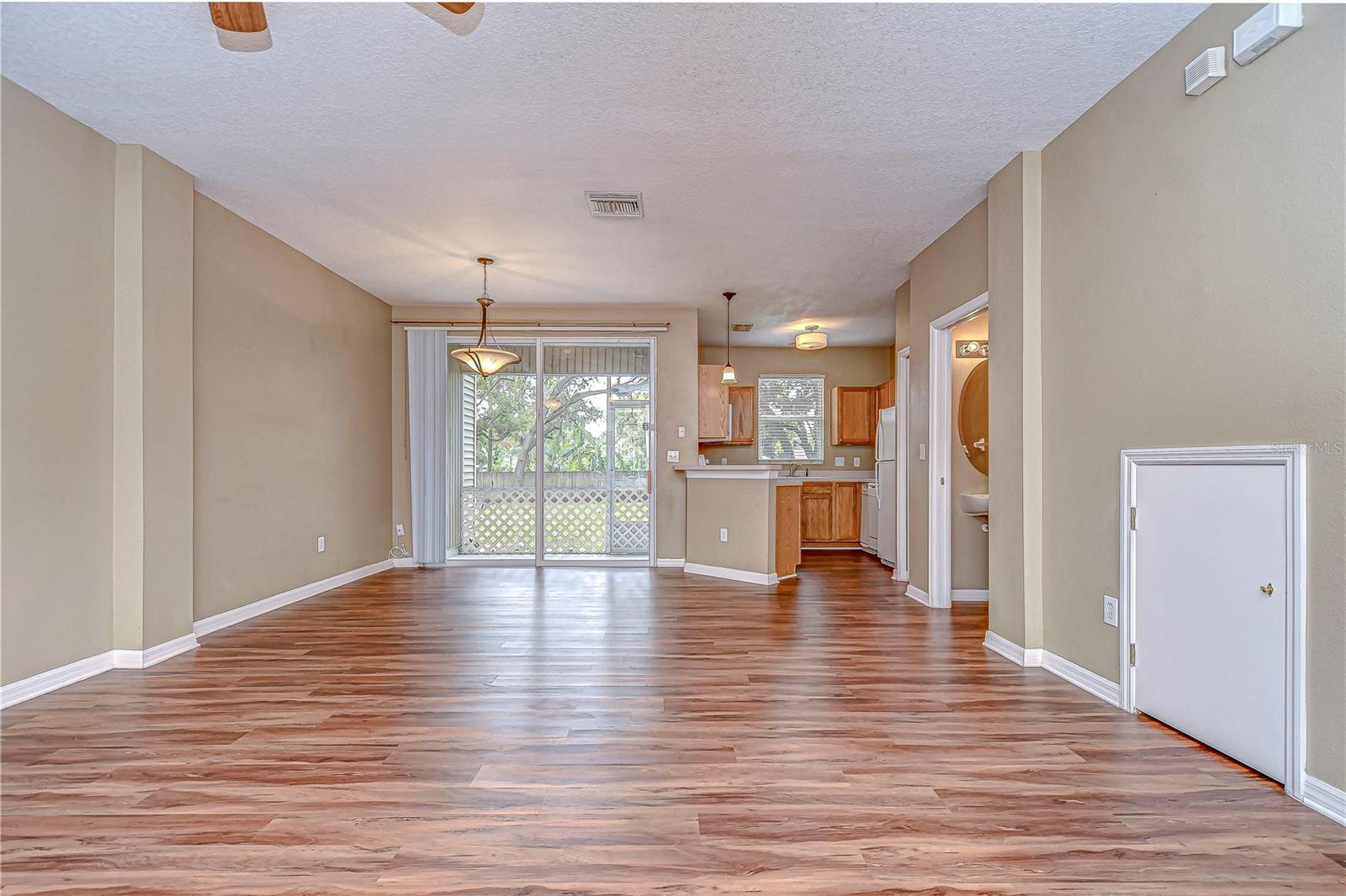 Open concept living opens up to the kitchen area!