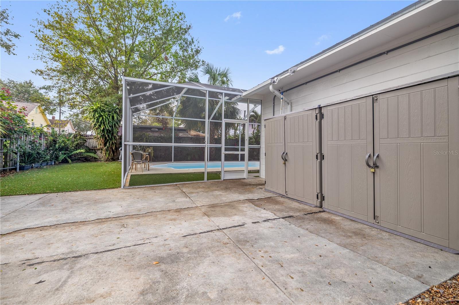 Electric car charging and double storage sheds