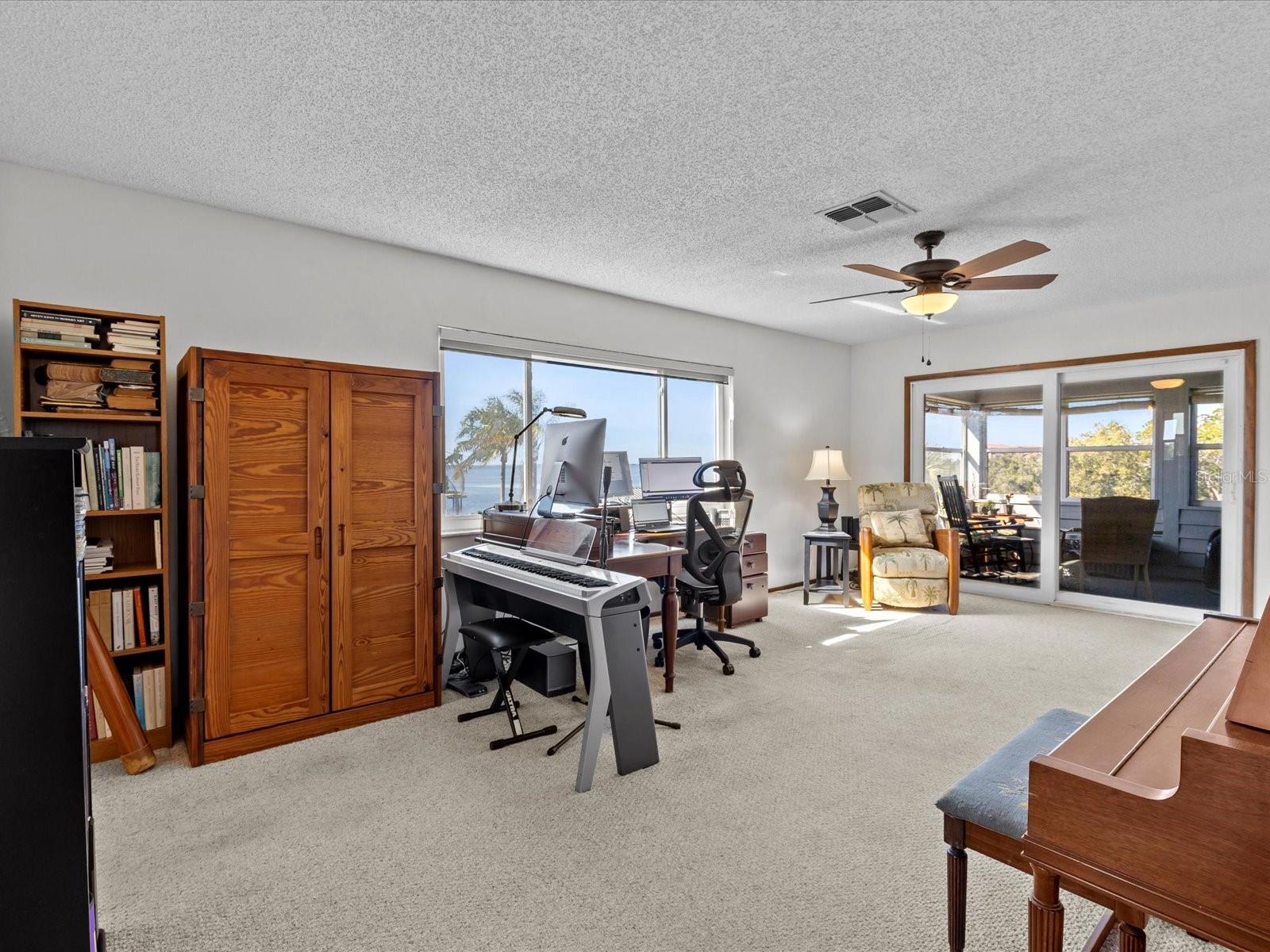 family room with water view