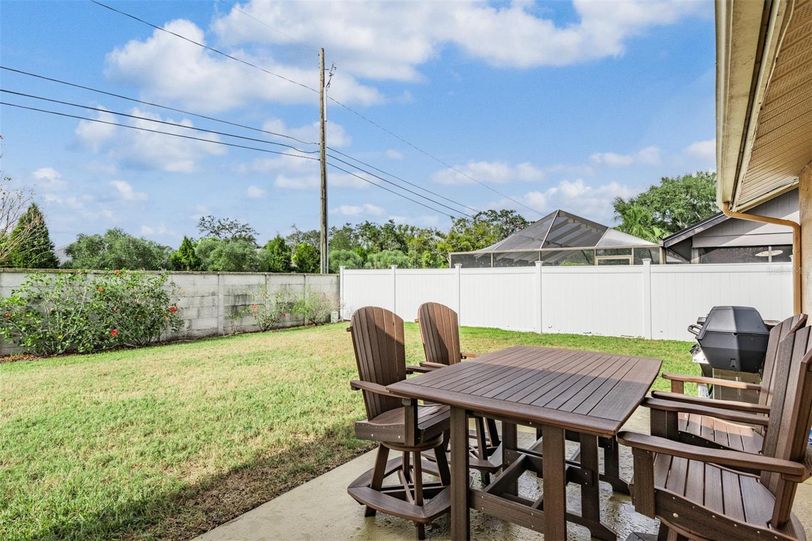 Back patio area and yard