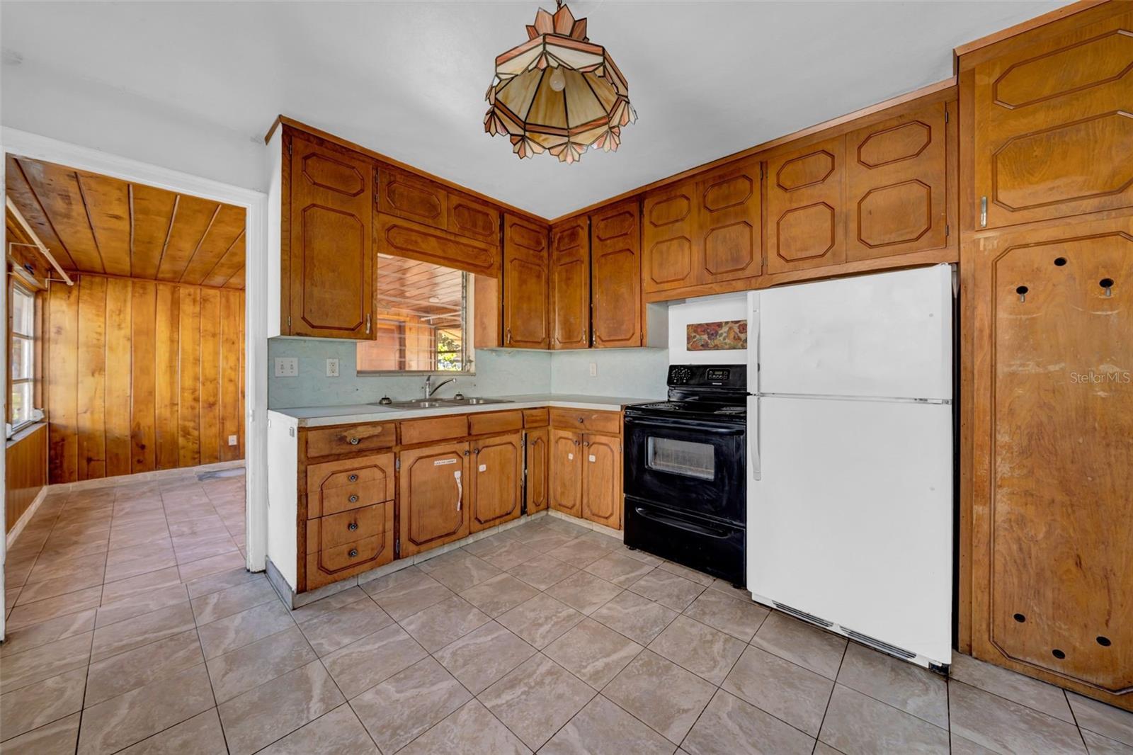 Kitchen with entry to the family room