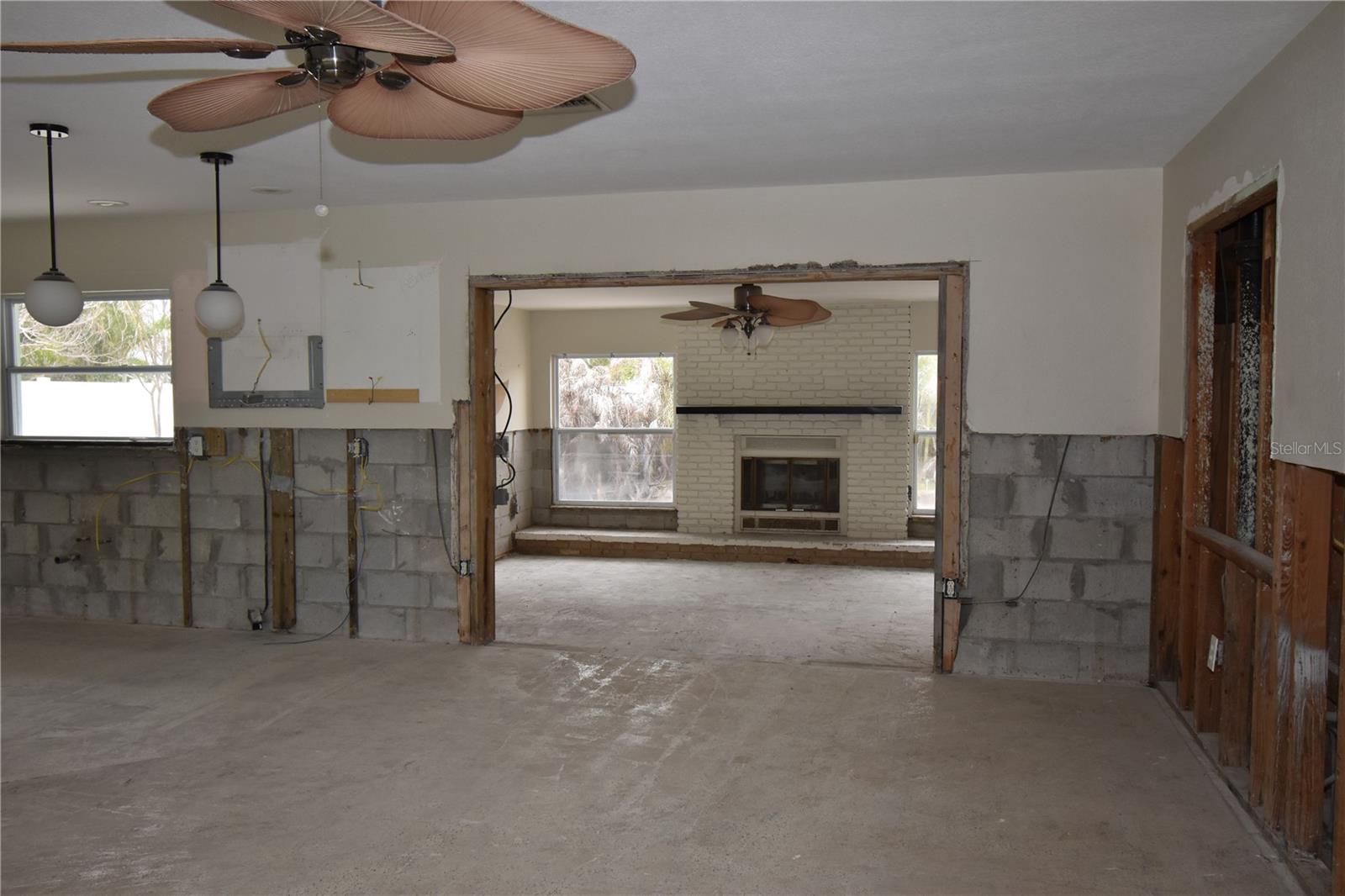 Inside Interior with fireplace