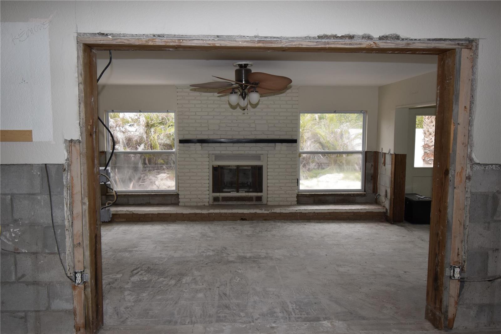 Inside Interior with fireplace