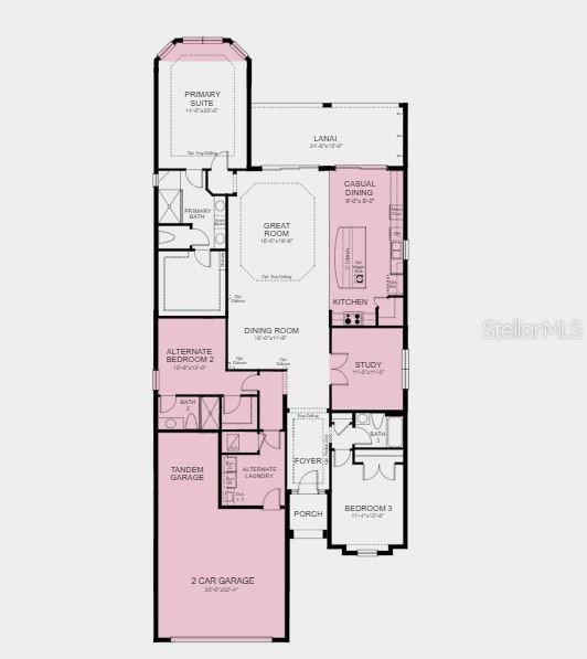 Structural options added include: Gourmet kitchen, casual dining extension, 10' ceilings, tray ceiling package, 8' interior doors, bay window at primary suite, study, pre-plumb for water softener, pre-plumb for laundry sink, outdoor kitchen rough-in, and tandem garage.