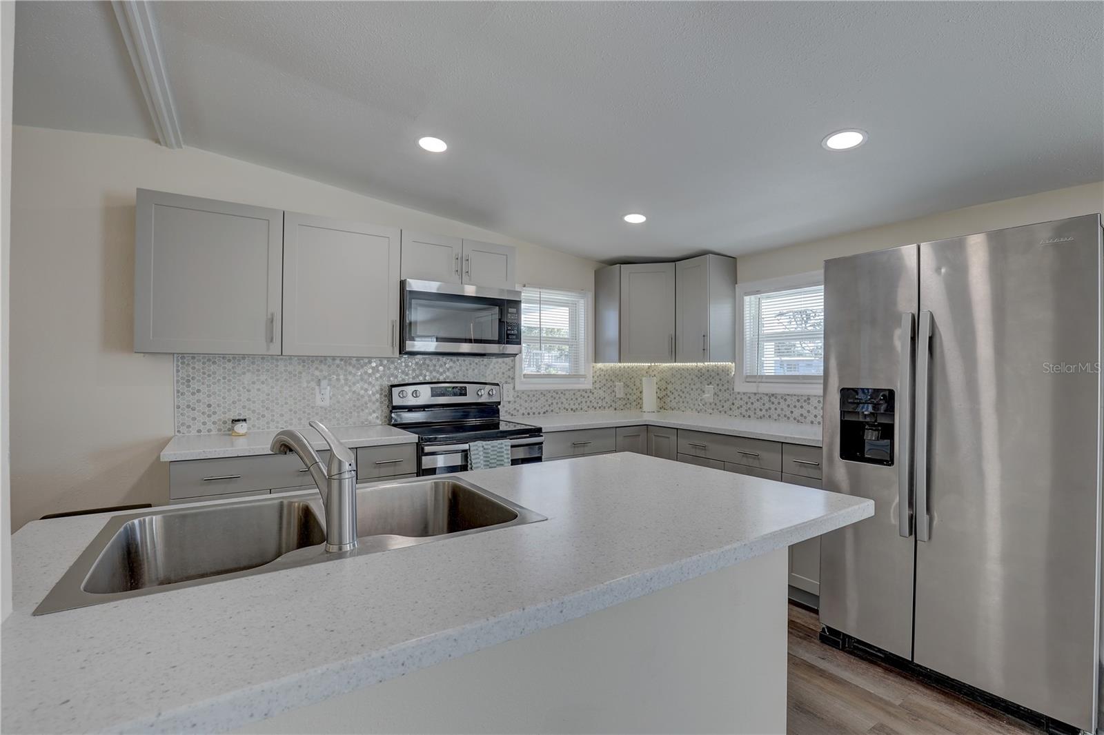 View of kitchen from living room