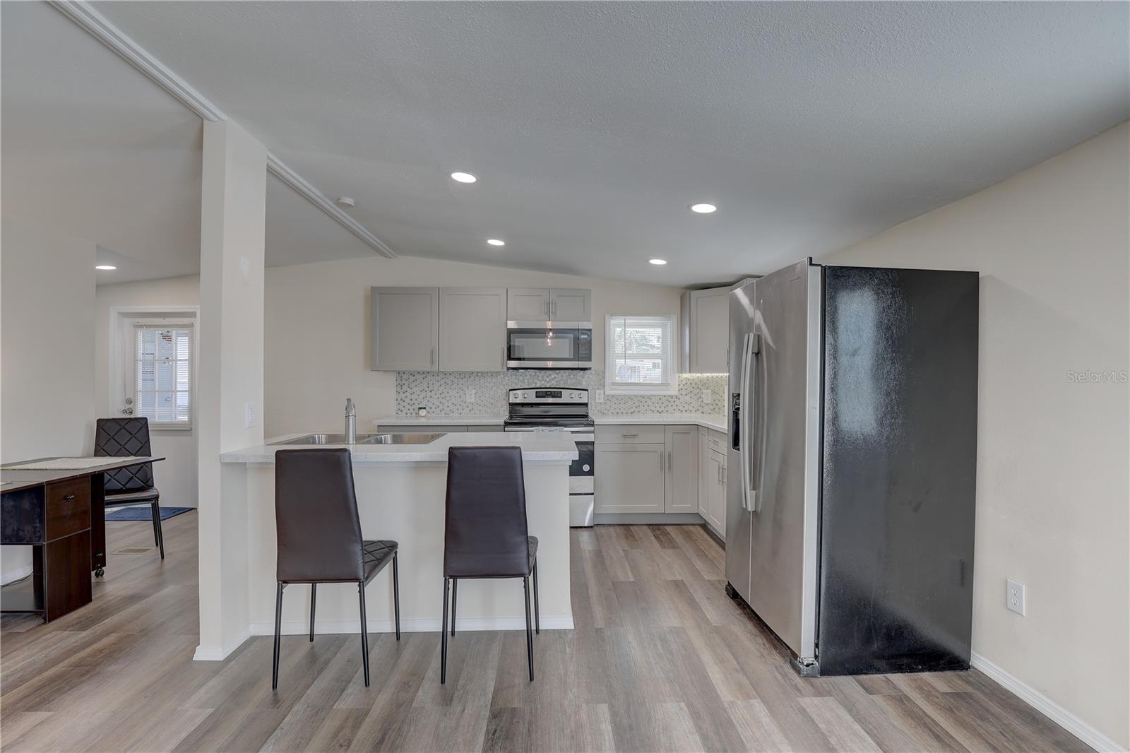 View of kitchen from living room