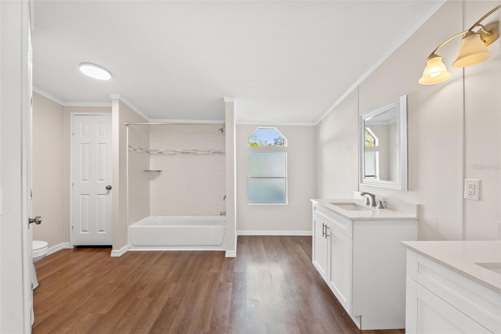 primary bathroom with large walk-in closet